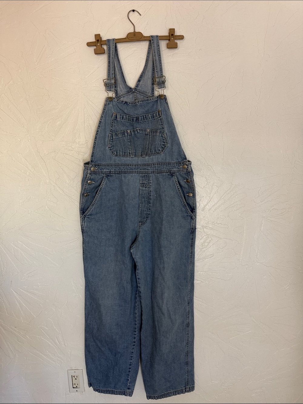 Gap Blue Jeans Vtg 90’s Baggy wide leg Light Blue Denim Coveralls S/M Petites